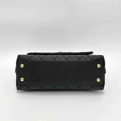 CHANEL 保存品 ココハンドルS キャビアスキン 2WAYハンドバッグ ブラック/ゴールド金具ICチープランダム番台