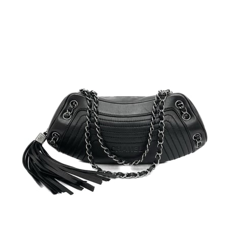 CHANEL ラムスキン フリンジ付き チェーンショルダーバッグ 8番台