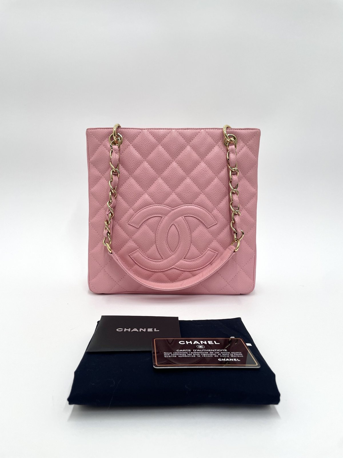CHANEL 美品 キャビアスキン チェーントートバッグ PST 8番台 CHANEL 美品 キャビアスキン チェーントートバッグ PST 8番台