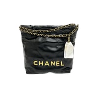 CHANEL 新品未使用 MINI 22 BAG ハンドバッグ/ショルダーバッグ ブラック/ゴールド金具 ICチープ ランダム番台