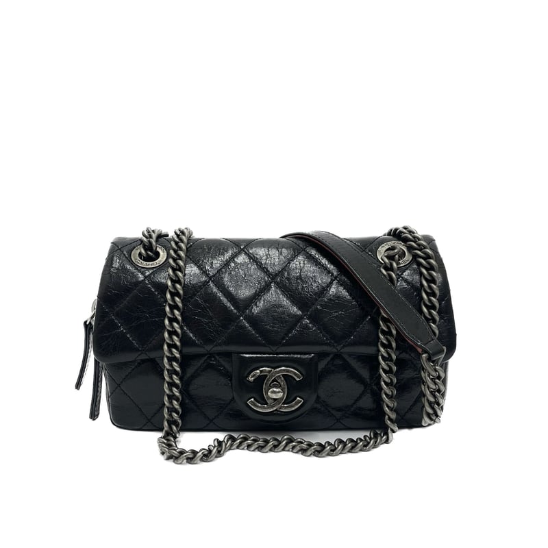 CHANEL ヴィンテージ風レザー チェーンショルダーバッグ マトラッセ 19