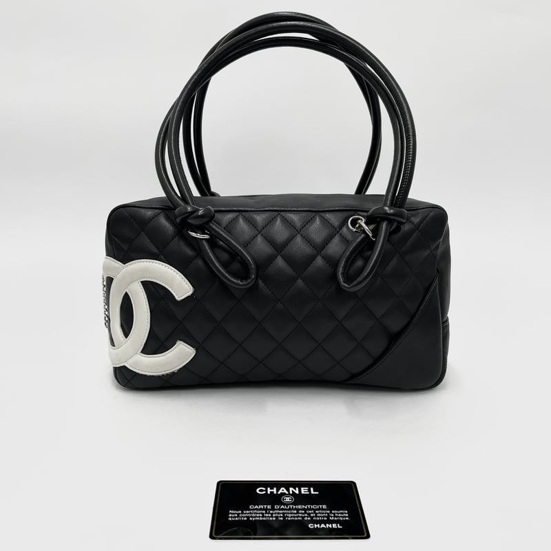 CHANEL カンボンライン ボストンバッグ ブラック×ホワイト A25171 9 ...