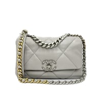 CHANEL ラムスキン 19ハンドバッグ/チェーンショルダーバッグ ラウトグレー/シルバー金具 AS1160 ICチープランダム番台
