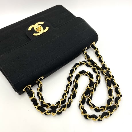 CHANEL コットン ビッグココ ダブルチェーンショルダーバッグJUMBO 3番台
