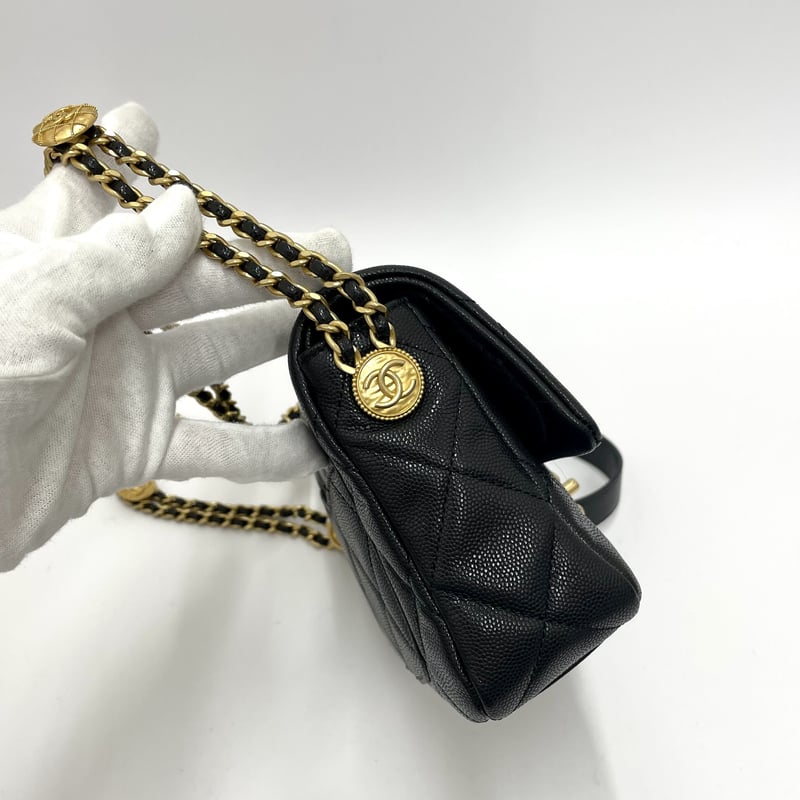 ［ギャランティ付］CHANEL ショルダーバッグ　キャビアスキン CHANEL キャビアスキン マトラッセ コインWチェーン ショルダー