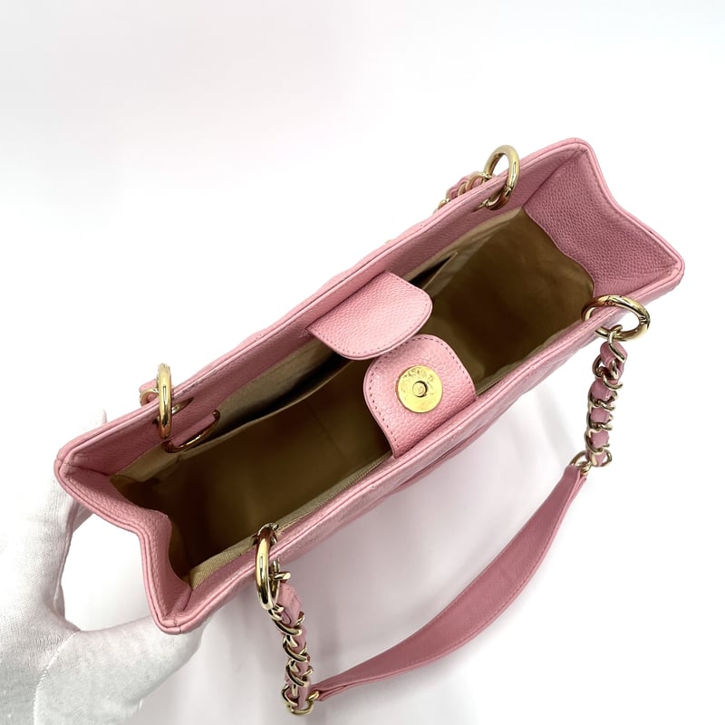 CHANEL 美品 キャビアスキン チェーントートバッグ PST 8番台 CHANEL 美品 キャビアスキン チェーントートバッグ PST 8番台