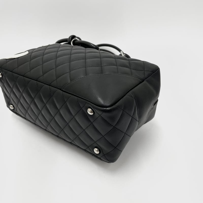 CHANEL カンボンライン ボストンバッグ ブラック×ホワイト A25171 9