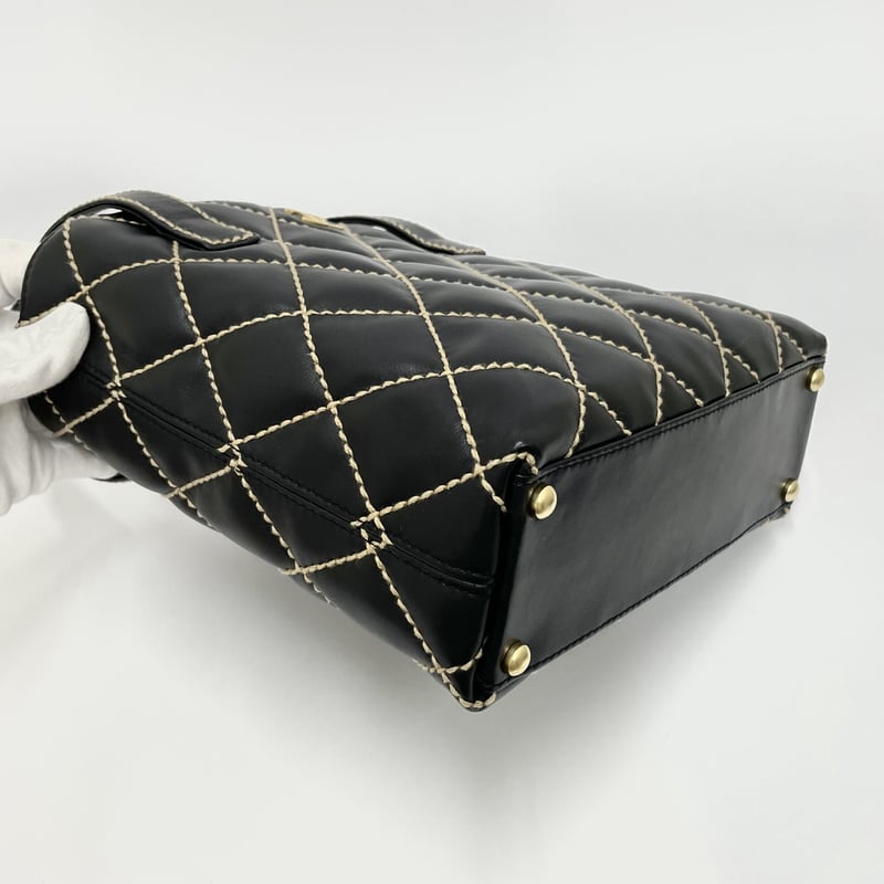 CHANEL カーフスキン ワイルドステッチ ハンドバッグ 7番台 CHANEL カーフスキン ワイルドステッチ ハンドバッグ 7番台