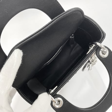 CHRISTIAN DIOR レディディオール ミニ M0500PRTC サテン/ビーズ ブラック ハンドバッグ