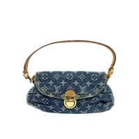 LOUIS VUITTON ミニプリーティ ショルダーバッグ  モノグラムデニム ブルー M95050