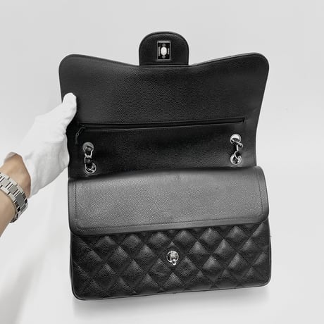CHANEL マトラッセ キャビアスキンCF30 ダブルフラップ ダブルチェーン ショルダーバッグ 19番台