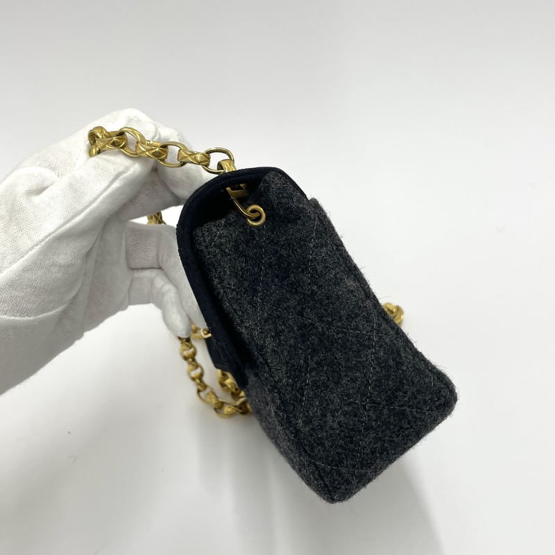 CHANEL ミニマトラッセ チェーンショルダーバッグ サテン/ウール CHANEL ミニマトラッセ チェーンショルダーバッグ サテン/ウール