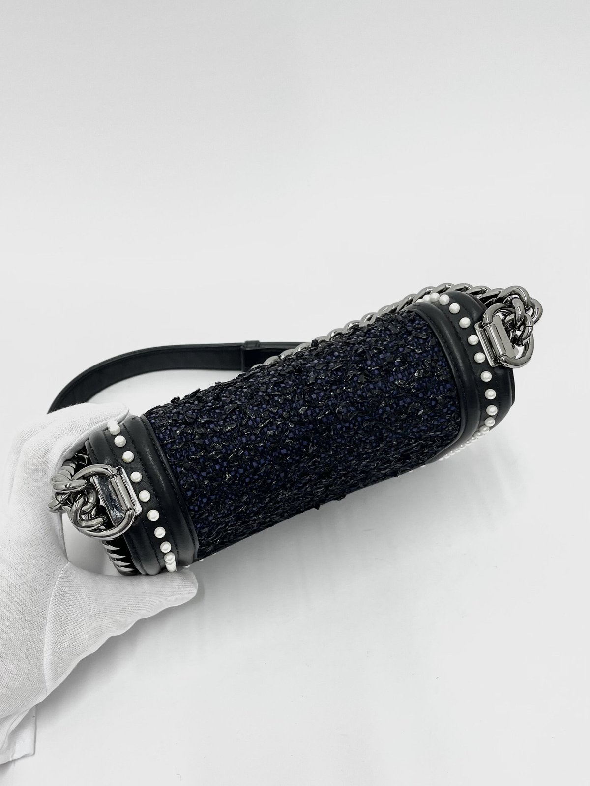 CHANEL BOYスモールハンドバッグ ツイル/フェイクパール限定