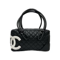 CHANEL カンボンライン ボストンバッグ ブラック×ホワイト A25171 9番台