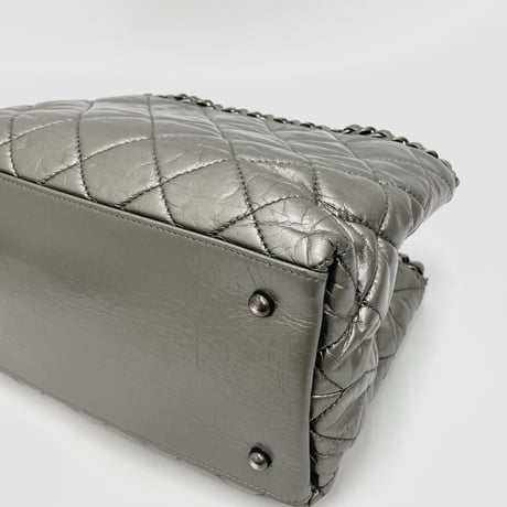 CHANEL レザー シルバー加工 チェーンミー トートバッグ 16番台