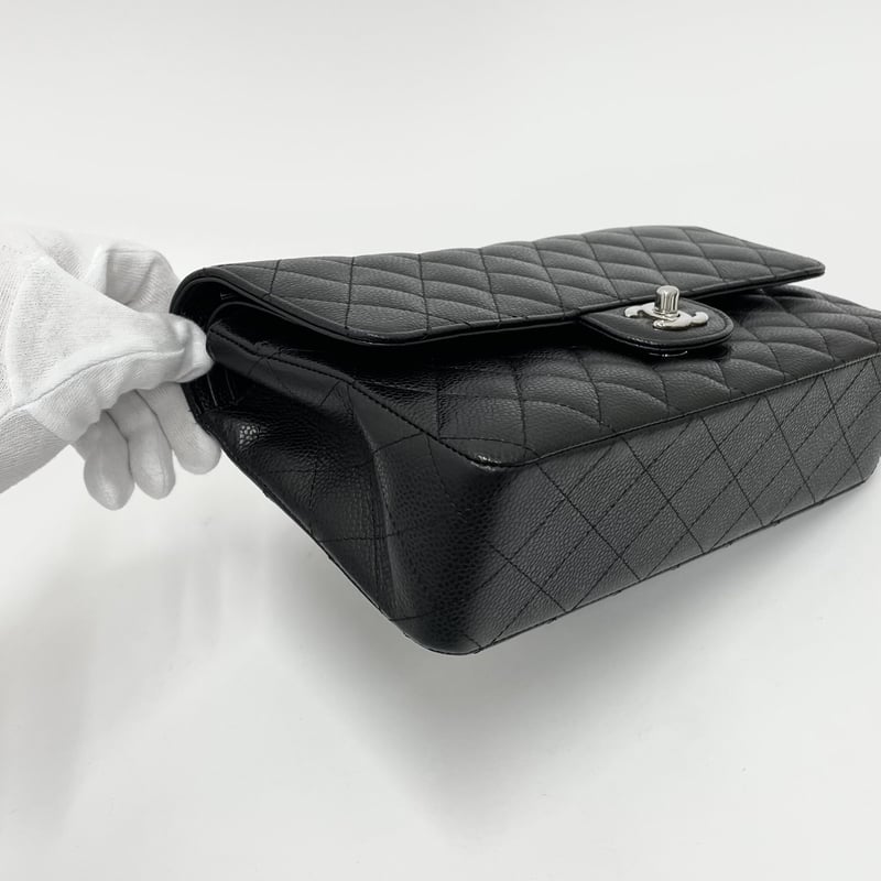 ≪25C★≫CHANEL キャビア ショルダーバッグ CHANEL キャビアスキン マトラッセ25 Wフラップ チェーン