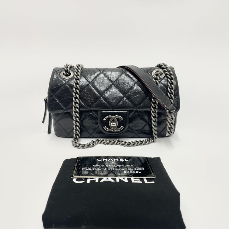 CHANEL ヴィンテージ風レザー チェーンショルダーバッグ マトラッセ 19