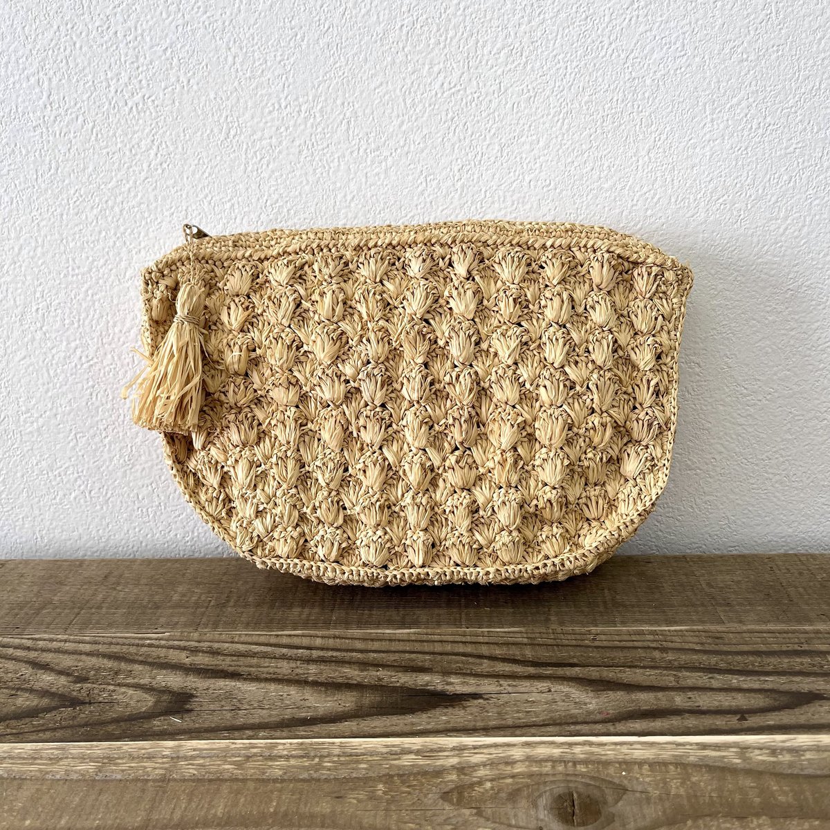 マダガスカル産 ラフィアカギ編みポーチ PINE NEEDLE knitting | gal