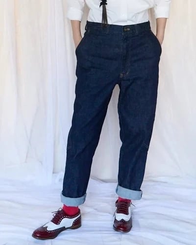 Drowse and yet...Back Ribbon Denim Pants | Shok
