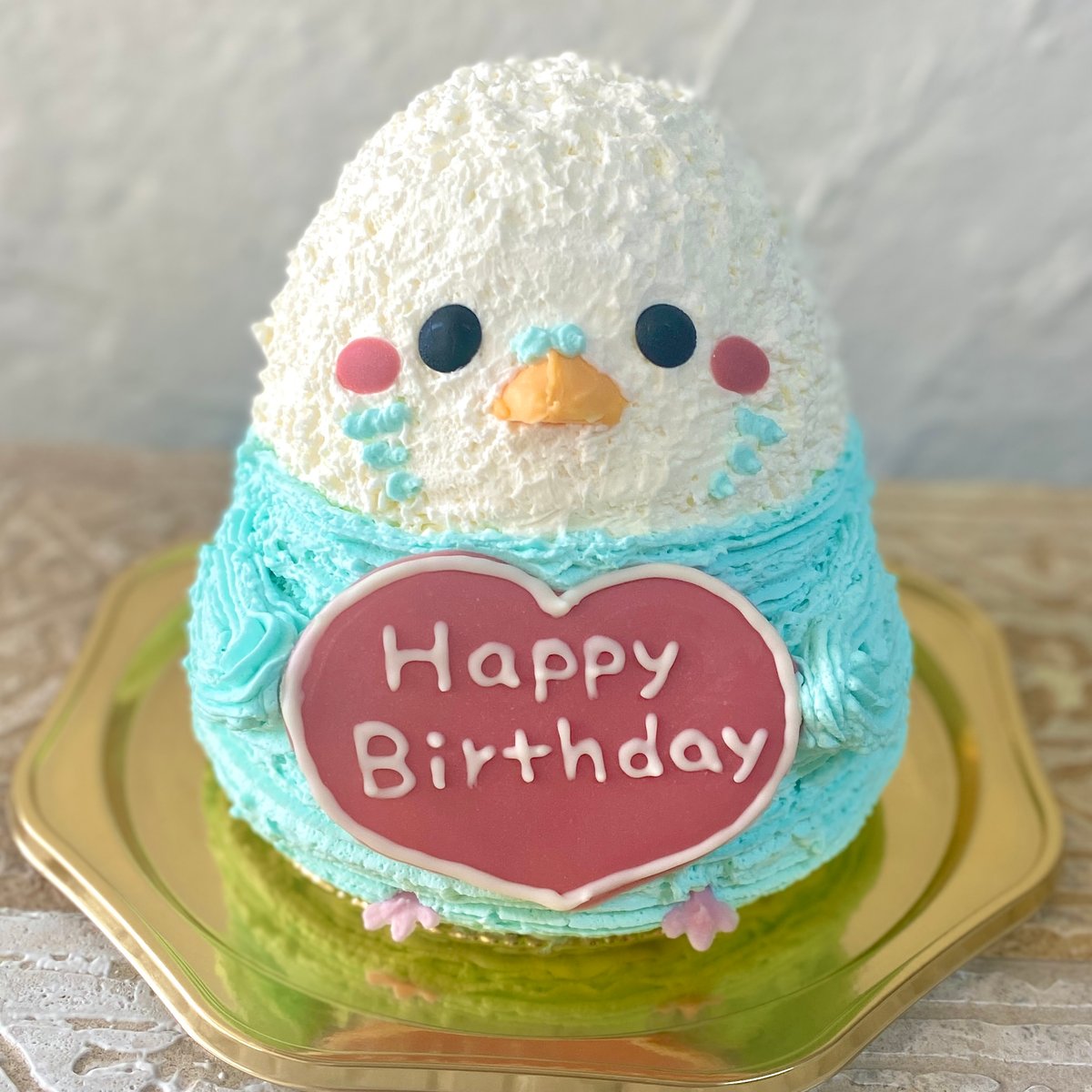 ハンドメイド　オーダー受付ページ　　♡ロールケーキインコ　パネル♡ セキセイインコ(ブルー)の立体ケーキ | Tipitinats Cakes