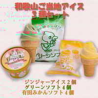 【通販限定セット】和歌山ご当地アイス3種セット　ショウガアイス2個、抹茶ソフト4個、みかんソフト4個 （送料込み）