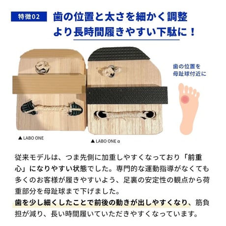 一本歯下駄LABO ONE α【ラボワン アルファ】Vibramsole標準仕様