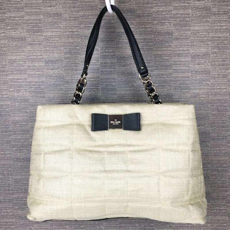 kate spade リボン付きトートバッグ ベージュ/ブラック Kate spade/ケイトスペード トートバッグ ベージュ リボン/ロゴ