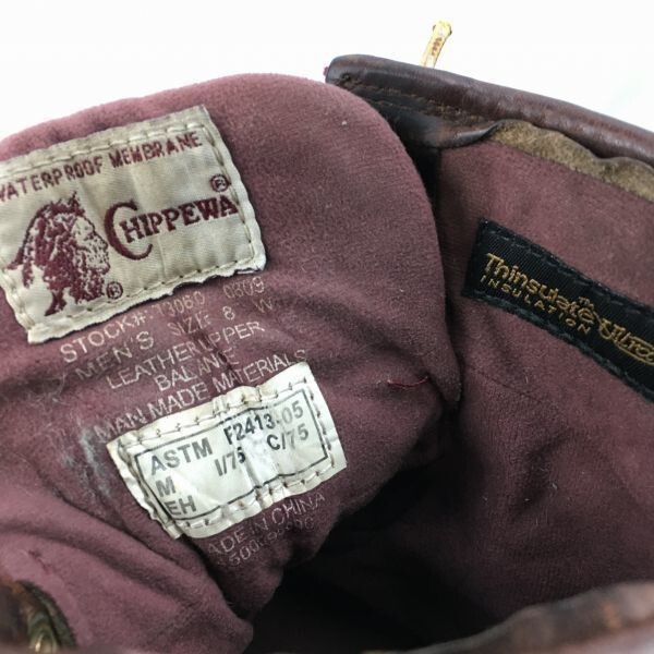 70sビンテージ！CHIPPEWA/チペワ　サイズ8　26.0程度　ASTMスチールトゥブーツ I/75　シンサレートウルトラ　茶　Vintage  boots管No.WU31