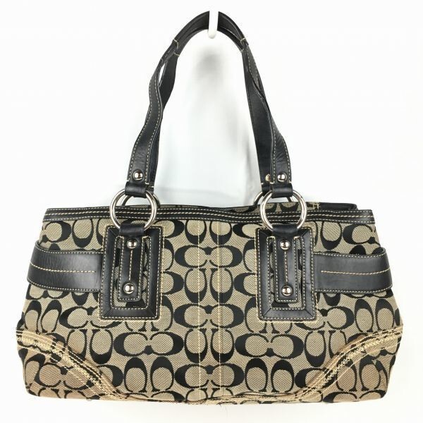 COACH/コーチ ミニボストンバッグ〈黒/BLACK/ブラック〉×ベージュ  