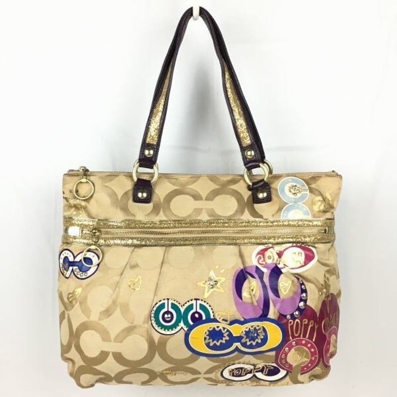 COACH/コーチ POPPY/ペイント加工 トートバッグ 茶/ブラウン