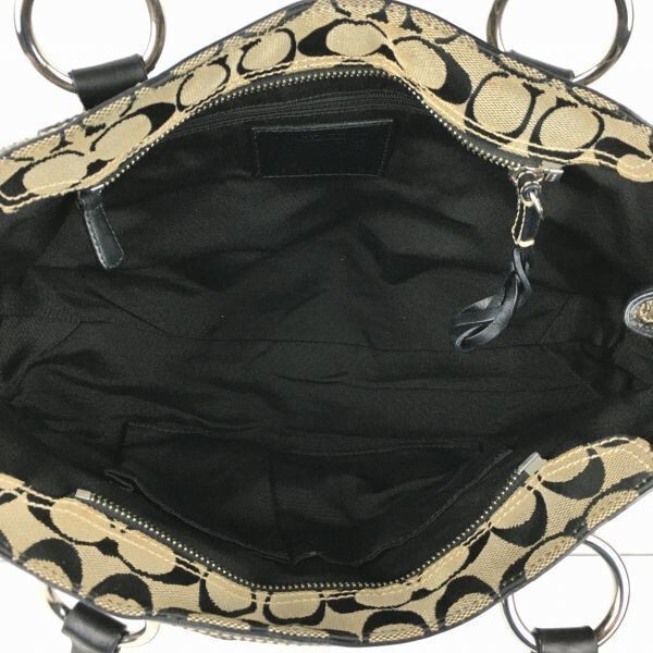 COACH/コーチ ミニボストンバッグ〈黒/BLACK/ブラック〉×ベージュ  