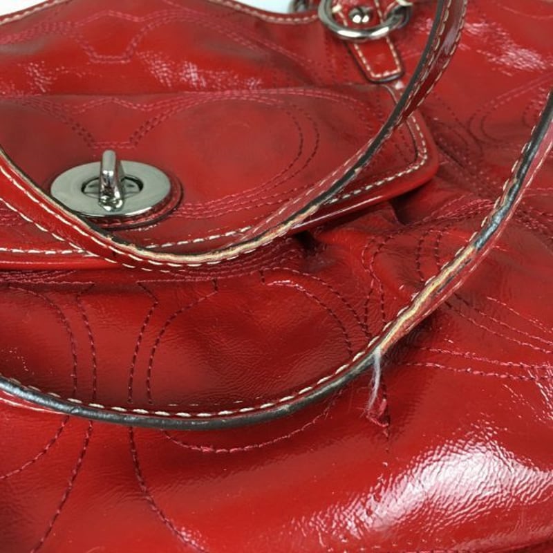 COACH/コーチ レザー ハンド/肩掛けバッグ 赤 エナメル COACH/コーチ レザー ハンド/肩掛けバッグ 赤 エナメル