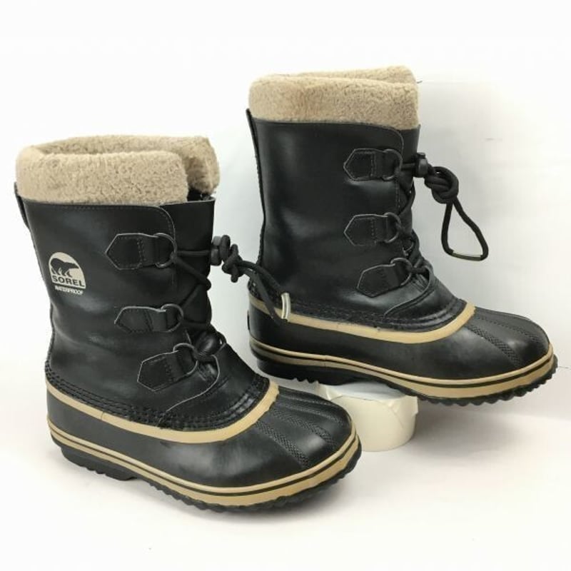 SORELソレル size23.0 高級本革スノーブーツ ライナー付き〈黒/BLACK 