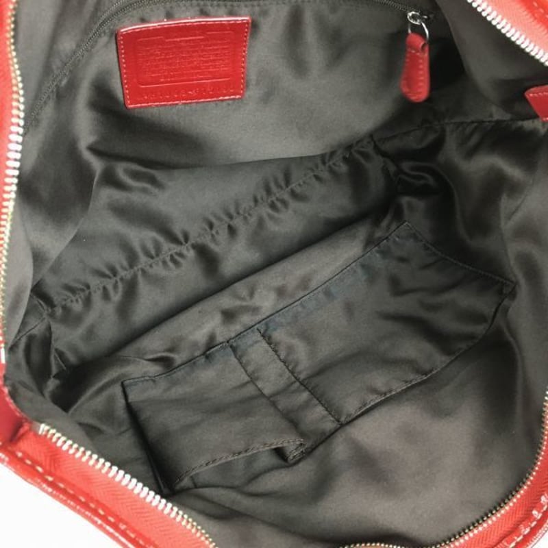COACH/コーチ レザー ハンド/肩掛けバッグ 赤 エナメル