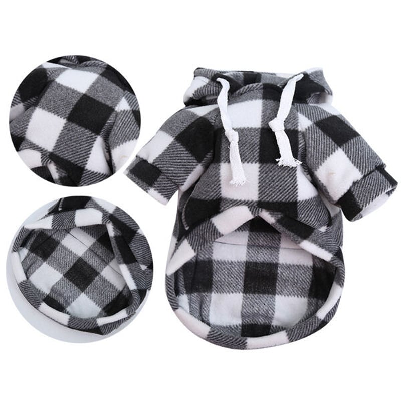 犬 Dog 服 チェック柄 パーカー ブラック&ホワイトType | DOGFAM 犬 Dog 服 チェック柄 パーカー ブラック&ホワイトType | DOGFAM