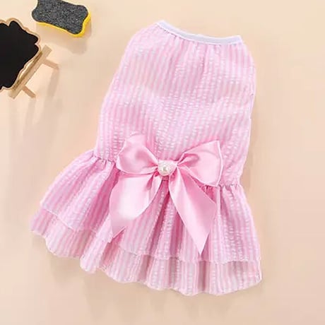 犬 猫 ペット服 夏服 ドレス パーティー イベント等に ピンク