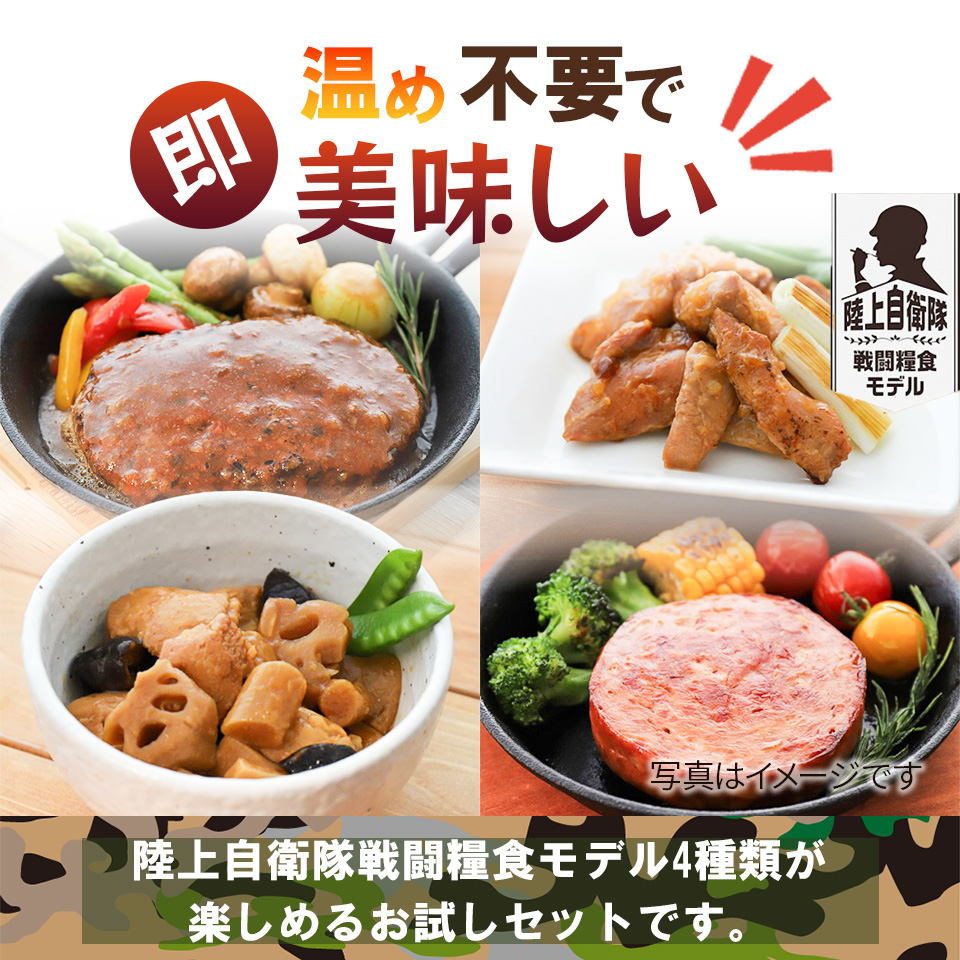 ごちストック陸上自衛隊戦闘糧食ﾓﾃﾞﾙ お試し4種セット〉賞味期限