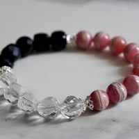 インカローズ（ロードクロサイト） × ブラックトルマリン ×  水晶 ブレスレット