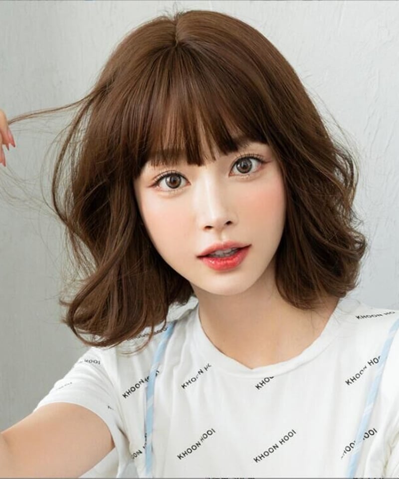 ななな 高温耐性 ウェーブ ヘアウィッグ 麻色 28インチ 日常使用 自然な