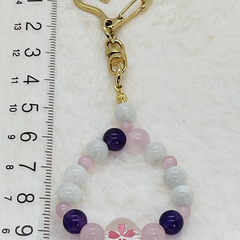 【天然石】押し花♡キラキラ癒しのキーホルダー【パワーストーン】 vs-0178_n1.jpg