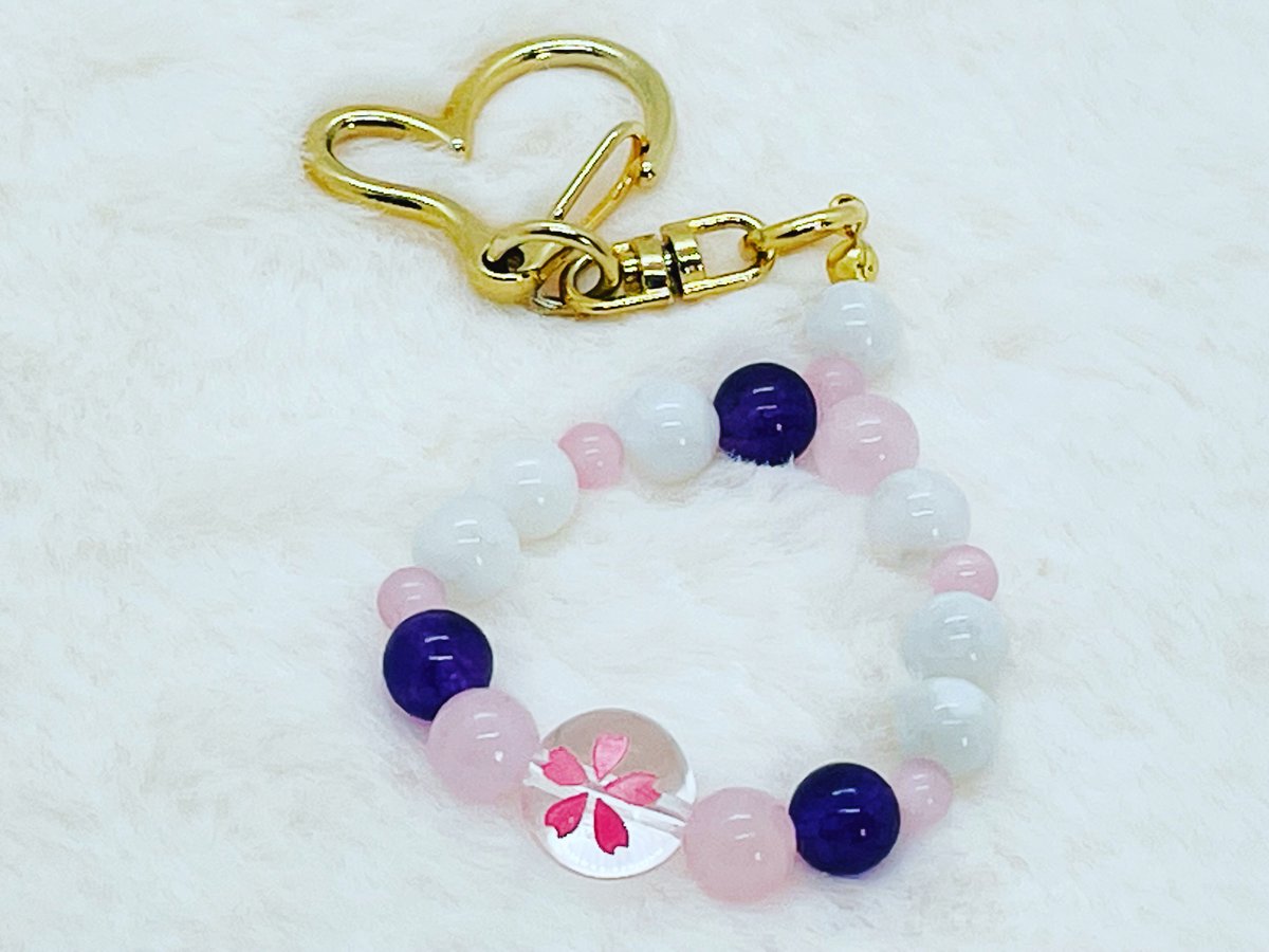 天然石】恋と癒しの天然石キーホルダー ローズクォーツ・アメジスト