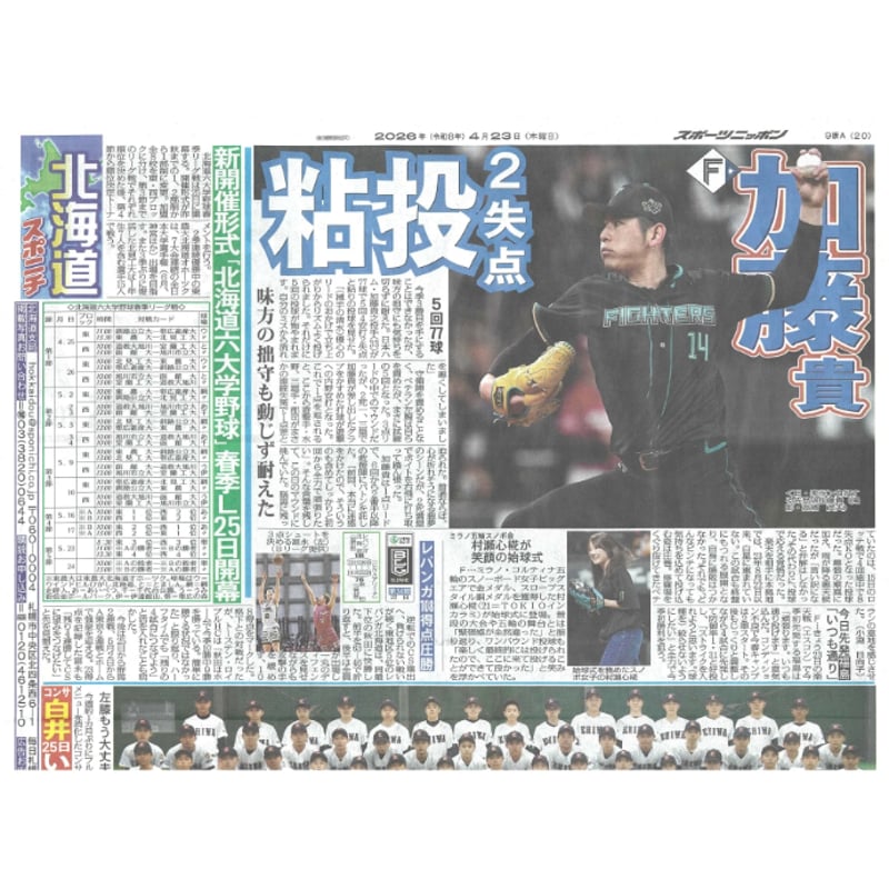 スポーツニッポン北海道版 04／23（木）付け | 北の新聞屋さん