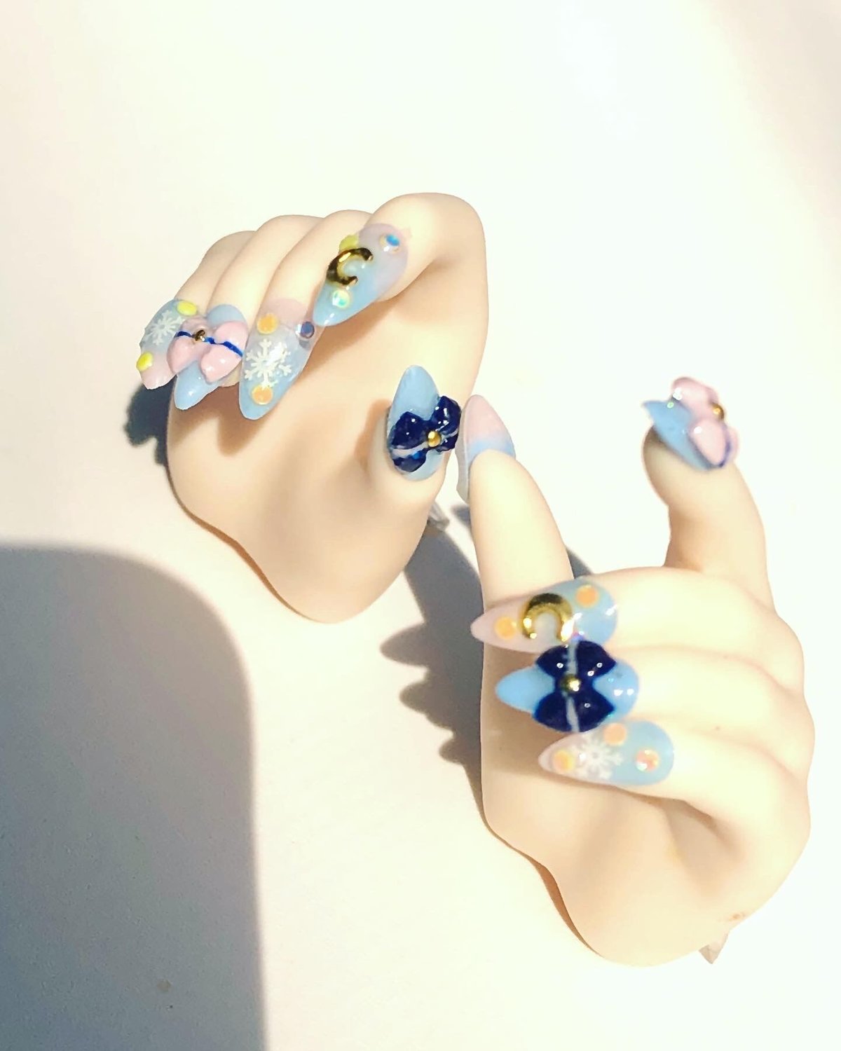 NO-3ドール用 青雪デザインネイルチップ | Doll-NAILなぎの木