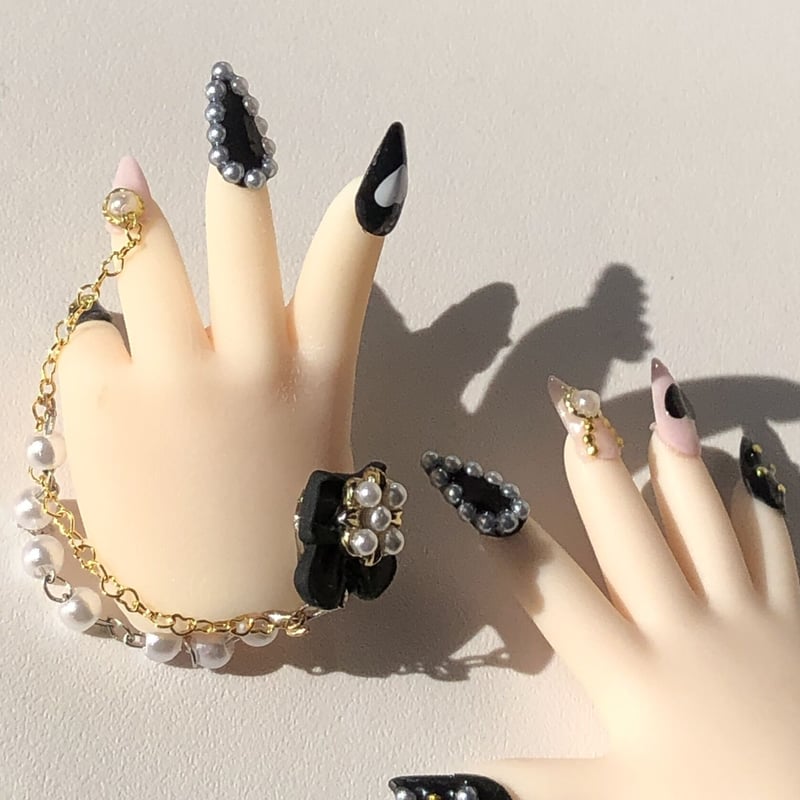 NO-10ドール用アクセサリーデザインネイル(黒) | Doll-NAILなぎの木