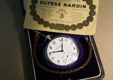 AX-35B ユリスナルダン  Ulysse Nardin　懐中時計　オリジナルBOX・ペーパー付き　スケルトン裏蓋