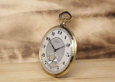 AX-59A　ゼニス 　クロノメーター　　ZENITH　Chronometre　薄型懐中時計　K18YGケース エナメル装飾