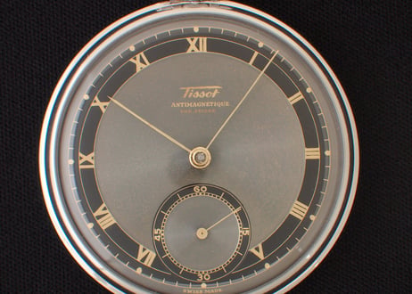 BB-14B   ティソ　 CHs TISSOT＆FILS　ブラックツートンセクターダイヤル　Antimagnetique　懐中時計