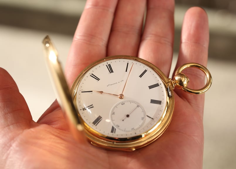AT-70B H.モーザー H.Moser ＆ Cie. 鍵巻鍵合せ懐中時計 K18YGハン