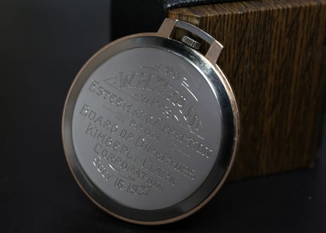 AY-10B  モバード　MOVADO　薄型懐中時計　K14WG・PG　キンバリー・クラーク社記念品