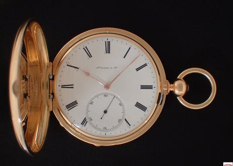 AT-70B　 H.モーザー　H.Moser ＆ Cie. 鍵巻鍵合せ懐中時計　K18YGハンターケース